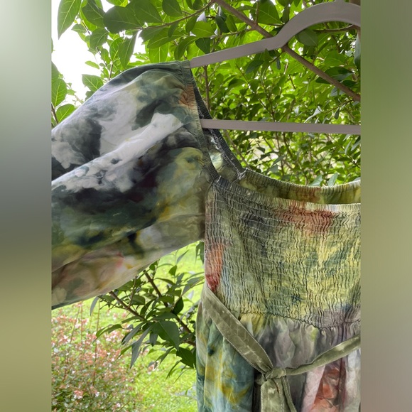 Forest Fairy: One of a Kind Ice Dyed Dress - Puff Sleeve - Tiered Skirt - Small - Picture 8 of 12